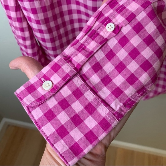 CREWCUTS Plaid Checked Cotton Button Down Shirt Casual Raspberry Pink Size 12 - Picture 6 of 8